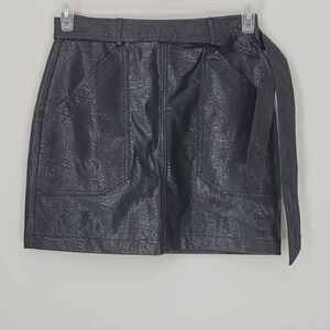 New Shinestar Snake Skin Faux Leather Belted Skirt Size Small NWT